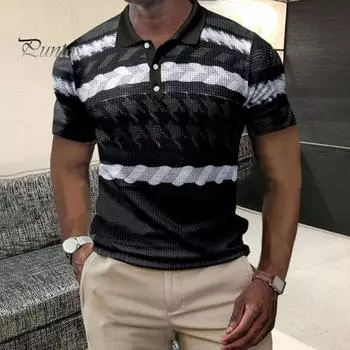 Мужская летняя рубашка с отложным воротником и коротким рукавом, контрастная полоска, цветной накладной карман, дышащий пуловер, облегающий крой средней длины, повседневный S черный серый