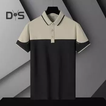 Мужская летняя рубашка, соответствующий цвету, свободный отложной воротник с короткими рукавами, мягкий дышащий пуловер на пуговицах из ледяного шелка, деловой офисный топ XL чёрный