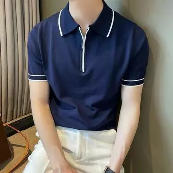 Мужская летняя рубашка Yousheng, тонкая трикотажная рубашка с коротким рукавом, застегивающаяся на молнию, с лацканами, эластичный подол, полосатая однотонная свободная рубашка для поездок на работу и путешествий на открытом воздухе XXXL зелёный