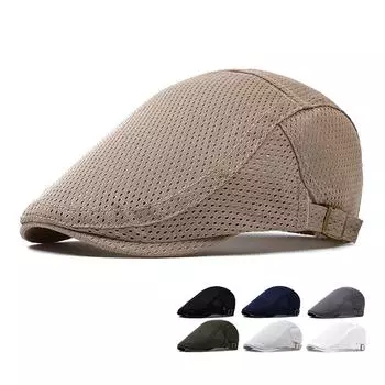 Мужская летняя сетчатая дышащая кепка с солнцезащитным козырьком, кепка-берет с британским газетчиком чёрный