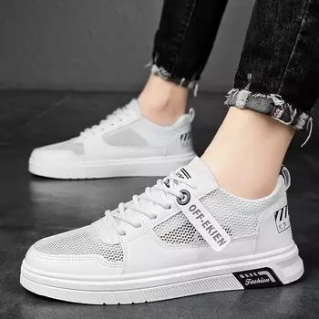 Мужская летняя сетчатая дышащая обувь 2025 года, сетчатая обувь для спорта и отдыха, универсальная обувь для катания на доске Little White Tide 39