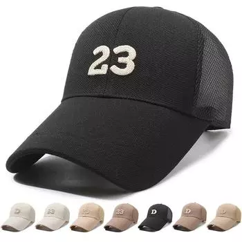 Мужская летняя сетчатая кепка с длинными полями, женская уличная шляпа от солнца, дышащая бейсбольная кепка с вышитыми буквами и буквами 23 чёрный