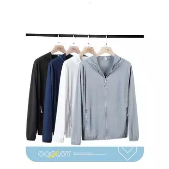 Мужская летняя солнцезащитная дышащая толстовка с капюшоном, удобная быстросохнущая легкая длинная рубашка для фитнеса, бега, спортивная повседневная солнцезащитная рубашка M