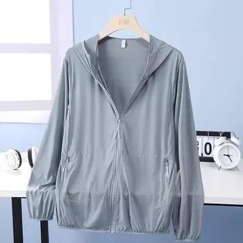 Мужская летняя солнцезащитная дышащая толстовка с капюшоном, удобная быстросохнущая легкая длинная рубашка для фитнеса, бега, спортивная повседневная солнцезащитная рубашка M чёрный