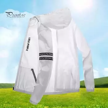 Мужская летняя солнцезащитная куртка с капюшоном и длинным рукавом на молнии, солнцезащитное пальто на 360 градусов, тонкая свободная верхняя одежда из ледяного шелка 2XL белый
