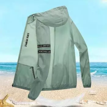 Мужская летняя солнцезащитная куртка с капюшоном и длинным рукавом на молнии, солнцезащитное пальто на 360 градусов, тонкая свободная верхняя одежда из ледяного шелка 3XL зелёный