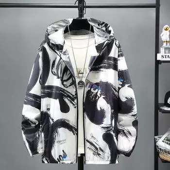 Мужская летняя солнцезащитная одежда из ледяного шелка, тонкая защита от ультрафиолета, солнцезащитная одежда больших размеров, азиатский размер 4XL-10XL 10XL синий