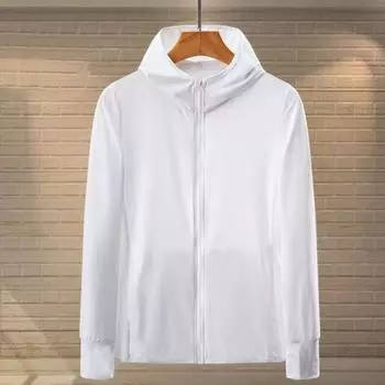 Мужская летняя солнцезащитная одежда с капюшоном и длинным рукавом на молнии, солнцезащитная куртка, однотонное пальто из ледяного шелка 2XL серый