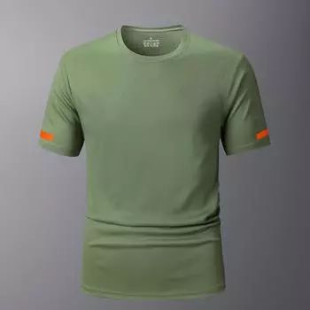 Мужская летняя спортивная футболка для активного отдыха, мужская тонкая тренировочная футболка с короткими рукавами, повседневная, быстросохнущая, для фитнеса L армия зеленый