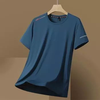 Мужская летняя спортивная футболка с круглым вырезом и короткими рукавами, удобная однотонная повседневная дышащая футболка больших размеров