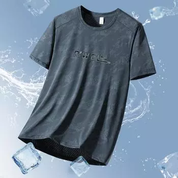 Мужская летняя спортивная футболка с круглым вырезом и короткими рукавами, удобная повседневная спортивная дышащая футболка больших размеров L