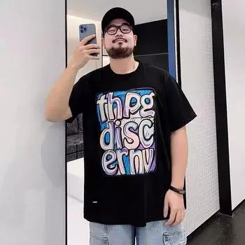 Мужская летняя свободная футболка большого размера с короткими рукавами, повседневные мужские топы с принтом M