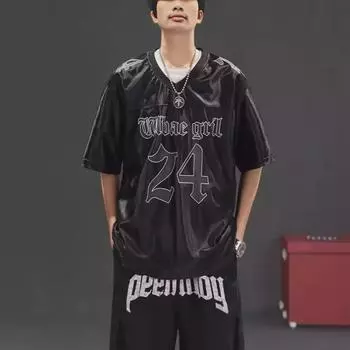 Мужская летняя свободная покрой футболка в корейском стиле с коротким рукавом 3XL