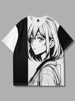 Мужская летняя свободная повседневная футболка Manfinity EMRG с принтом мультяшного персонажа S