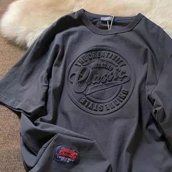 Мужская летняя свободная повседневная футболка с коротким рукавом с принтом