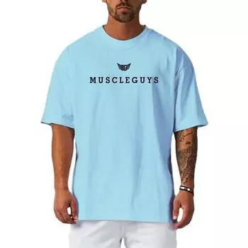 Мужская летняя свободная сетчатая одежда Muscleguys для фитнеса и тренировок с короткими рукавами, быстросохнущая одежда больших размеров M чёрный