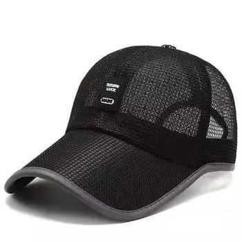 Мужская летняя тонкая бейсболка с сеткой для защиты от солнца, дышащая солнцезащитная шляпа, удобная и приятная для кожи One size чёрный