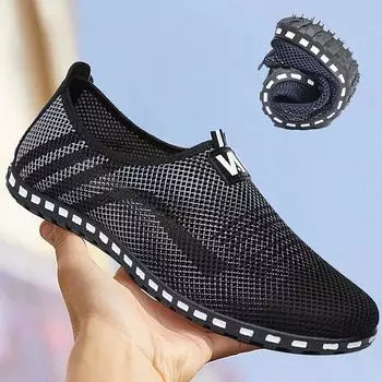 Мужская летняя удобная, модная, дышащая повседневная обувь 44 чёрный