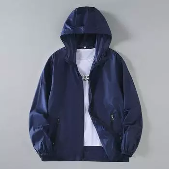 Мужская летняя ультратонкая солнцезащитная одежда в корейском стиле, повседневная универсальная легкая куртка свободного кроя, дышащее пальто 7XL чёрный