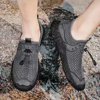 Мужская летняя уличная походная обувь с сеткой 39 чёрный