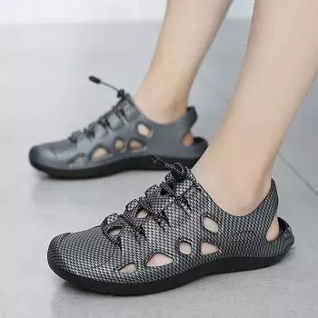 Мужская летняя верхняя одежда повседневные сандалии для отдыха на открытом воздухе мягкая подошва нескользящая вьетнамская обувь baotou мужская обувь для ручья дырка пляжная обувь 39 синий