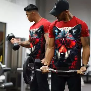 Мужская летняя винтажная футболка с принтом волка 3D American Classic, короткий рукав, повседневная хип-хоп футболка с круглым вырезом, свободные топы, уличная одежда S