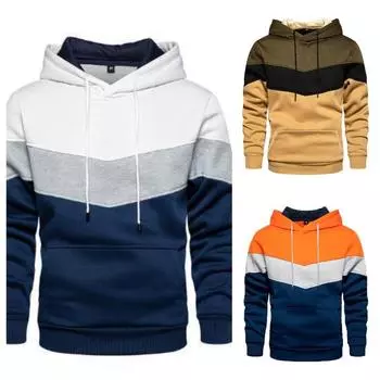 Мужская лоскутная толстовка с капюшоном, толстовка с капюшоном, повседневная свободная уличная одежда, мужская модная осенне-зимняя спортивная куртка S армия зеленый