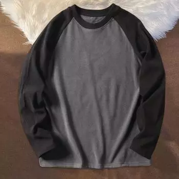 Мужская лоскутная толстовка свободного покроя с круглым вырезом, классическая осенне-зимняя мягкая теплая свободная повседневная кофта L серый