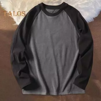 Мужская лоскутная толстовка свободного покроя с круглым вырезом, классическая осенне-зимняя мягкая теплая свободная повседневная уличн L белый