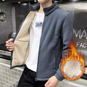 Мужская M-8XL оверсайз плюс бархатная зимняя термобелье одежда пуховик куртка тренчкот ветровка для полных мужчин L чёрный