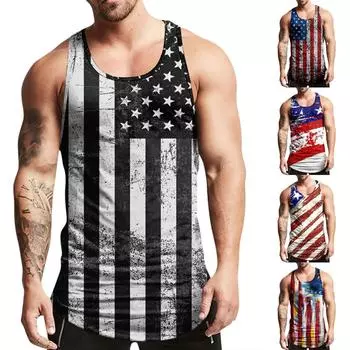 Мужская майка без рукавов, приталенная модная летняя футболка с рисунком, быстросохнущая гавайская пляжная футболка L винный