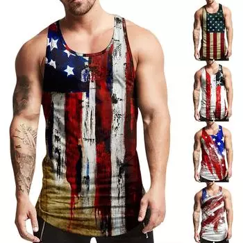 Мужская майка без рукавов, приталенная модная летняя футболка с рисунком, быстросохнущая гавайская пляжная футболка S чёрный