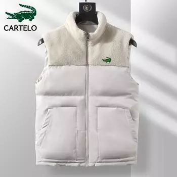 Мужская майка, мужской жилет, двусторонняя одежда, утолщенный флисовый воротник-стойка без рукавов, зимний модный жилет в форме сердца L чёрный