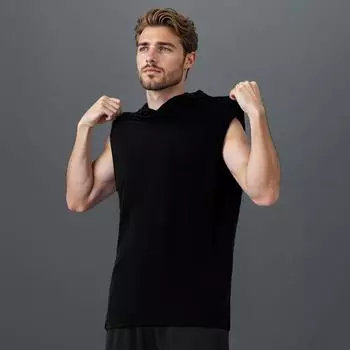 Мужская майка, плотный жилет с капюшоном, повседневная футболка без рукавов L чёрный