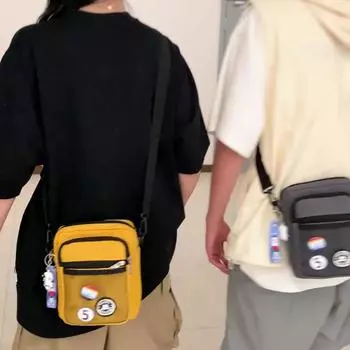 Мужская маленькая сумка через плечо, студенческая сумка через плечо, женская сумка для мобильного телефона чёрный