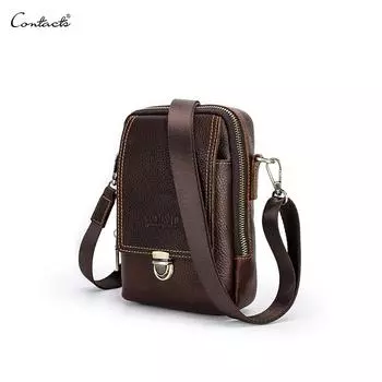 Мужская маленькая сумка-мессенджер из натуральной кожи, повседневная сумка через плечо с отделениями для карт кофейный