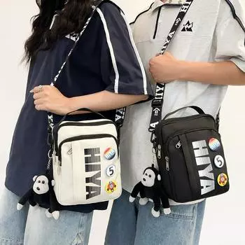 Мужская маленькая сумка с буквенным принтом, женская спортивная сумка через плечо чёрный