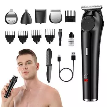 Мужская машинка для стрижки волос 5 в 1 многофункциональная электрическая машинка для стрижки волос в носу бритва бритва набор бритв чёрный