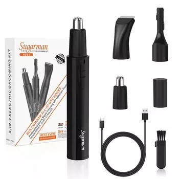 Мужская машинка для стрижки волос в носу Sugarman, USB-бритва для быстрой зарядки, бритва для бровей и лица, электробритва 4 в 1, для женщин и мужчин, триммер для волос в носу и ушей