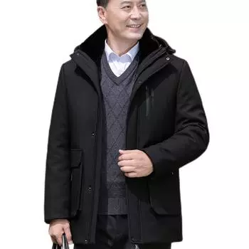 Мужская меховая куртка Parker средней длины со съемной подкладкой, зимняя новая утолщенная съемная шапка, пальто, мужская куртка M чёрный