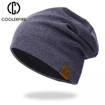 Мужская мешковатая шапка с напуском, зимняя теплая шерстяная вязаная шапка большого размера для мужчин и женщин, шапка-бини унисекс, зимняя шапка для катания на лыжах, шапка-бини AC2153 One Size чёрный