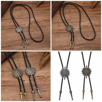 Мужская металлическая подвеска «Солнце и стрела», галстук-боло в ковбойском стиле, искусственная кожа, веревка, галстук, ювелирное изделие, цепочка для рубашки, ожерелье B