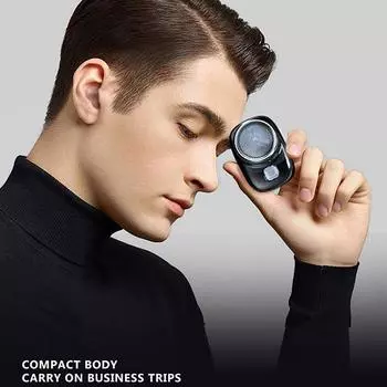 Мужская мини-электробритва карманного размера для лица и бороды, бритва с зарядкой от USB, портативная, для деловых поездок, триммер для волос, водонепроницаемая чёрный