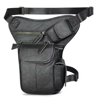 Мужская многофункциональная повседневная сумка-мессенджер из натуральной кожи на одно плечо, сумка через плечо, сумка на пояс, поясная сумка чёрный