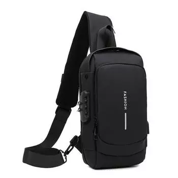 Мужская многофункциональная противоугонная сумка через плечо с USB-портом, дорожная сумка-слинг, сумка-мессенджер, нагрудная сумка черный коричневый