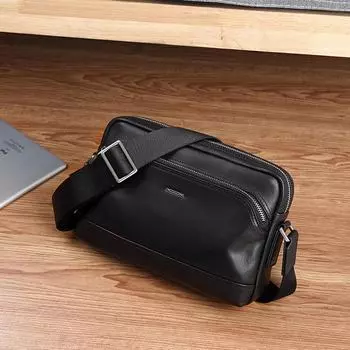 Мужская многофункциональная сумка через плечо из натуральной кожи Frame No. 7 чёрный