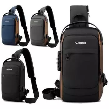 Мужская многофункциональная сумка через плечо с USB-портом, дорожная сумка-слинг, сумка-мессенджер, нагрудная сумка