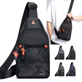 Мужская многофункциональная сумка-мессенджер из ткани через плечо, повседневная сумка через плечо с отверстием для наушников чёрный