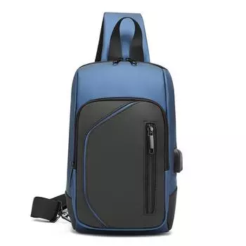 Мужская многофункциональная сумка-мессенджер на грудь — вместительная, универсальная и повседневная сумка через плечо для поездок на работу One Size чёрный/синий