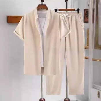 Мужская мода 2023 года, костюм-кардиган с короткими рукавами Cross-Border S покинуть белый